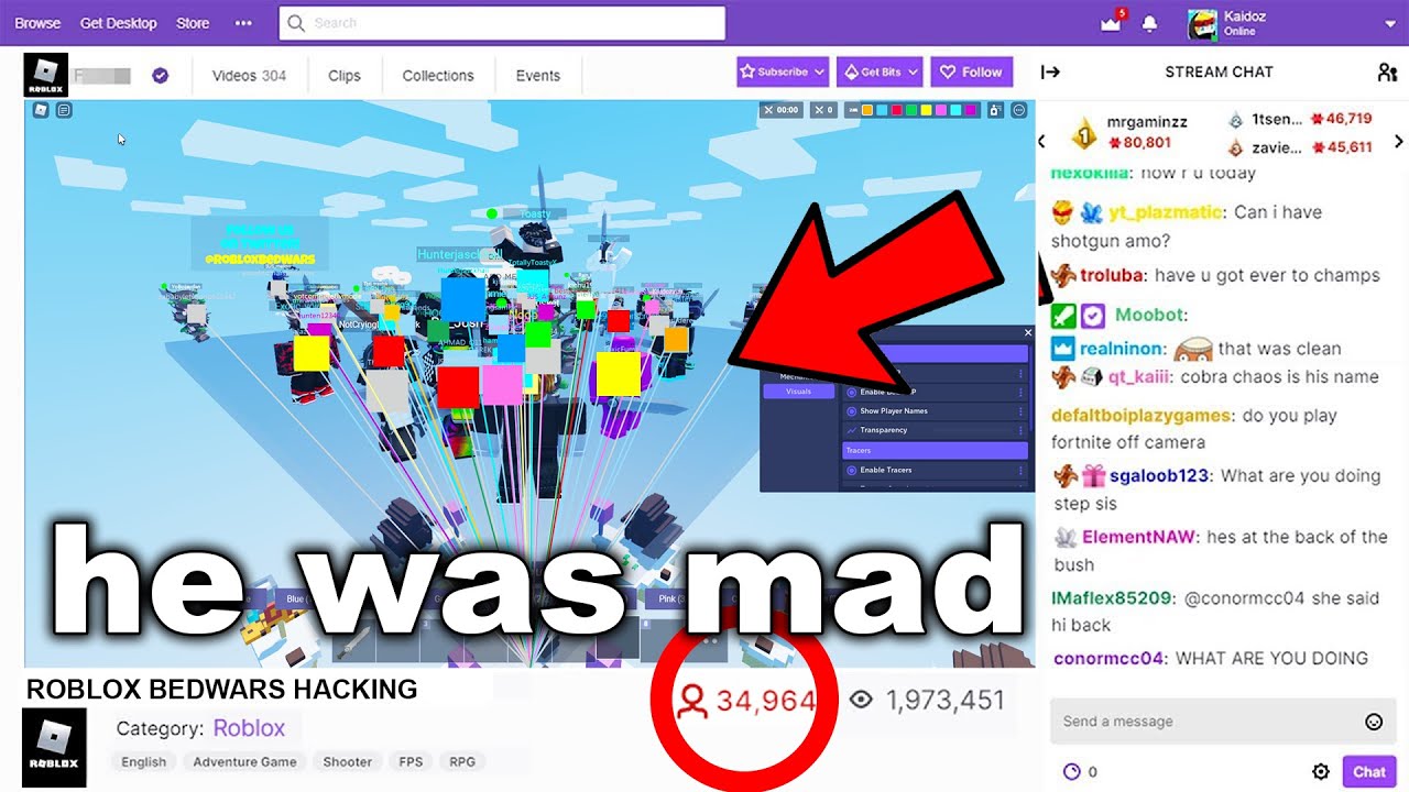 I found a streamer HACKING on Roblox Bedwars LIVE.. 