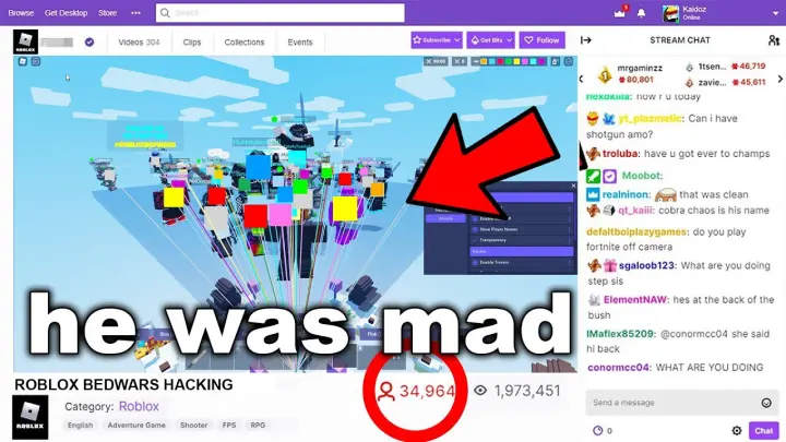 I caught a HACKER Streaming on Roblox Bedwars LIVE...