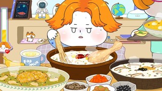 【foomuk animation】Sick and eat porridge all day (abalone porridge, chicken porridge, beef porridge)