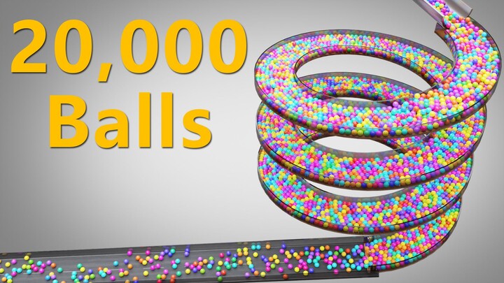 วิดีโอคลายการบีบอัด: ลูกบอลขนาดเล็ก 20,000 ลูก ภาพเคลื่อนไหววิ่งด้วยหินอ่อน