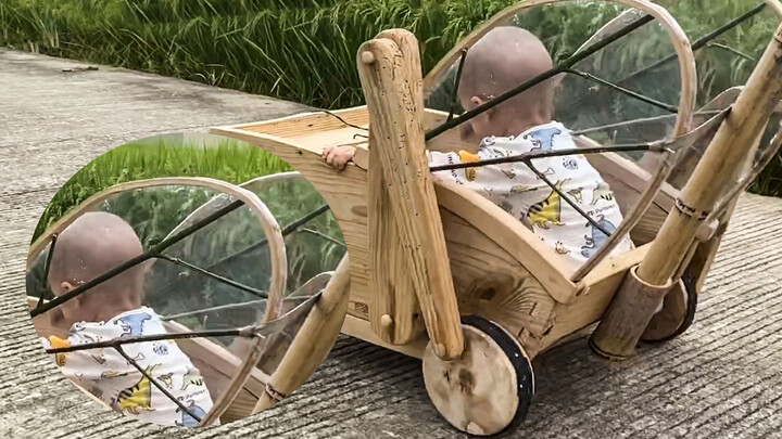 Grandpa modifies wooden yo-yo car for his grandchild