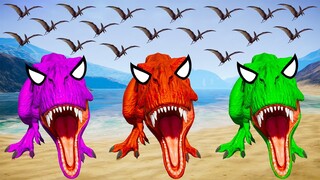 T-REX COLOR PACK vs CHOMPER vs SPINOSAURUS vs CARNOTAURUS - Jurassic World Evolution