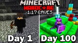 I Survived 100 Days of a 1.17 Caves ONLY Hardcore World in Minecraft