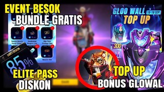 FREE FIRE! BOCORAN EVENT GRATIS, BUNDLE GRATIS, ELITE PASS DISKON, TOP UP BONUS