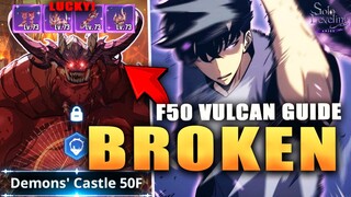 HOW to BEAT Demons Castle F50 VULCAN!!! Workshop of Briliant Light Full GUIDE! [Solo Leveling Arise]
