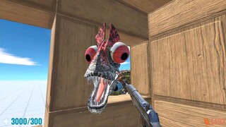 Goofy-eyed Dinosaurs Attack the City. FPS Perspective! Animal Revolt Battle Simulator