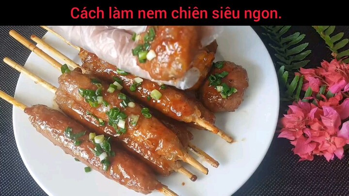 nem chiên chảo thơm ngon đưa cơm