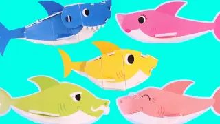 Đồ chơi gấp giấy origami cá mập con ba chiều dễ thương trang trí gia đình cá mập