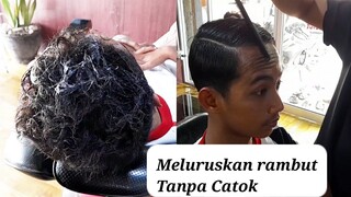 cara meluruskan rambut + tanpa catok | hair keratin treatment pria