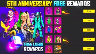 FREEFIRE 5TH ANNIVERSARY FREE LOGIN REWARDS|| FREE AUGUST ELITEPASS |NEW CRIMINAL ON 5TH ANNIVERSARY