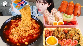 ASMR MUKBANG| 직접 만든 육개장 컵라면 도시락 소세지 먹방 & 레시피 FRIED CHICKEN AND FIRE NOODLES EATING