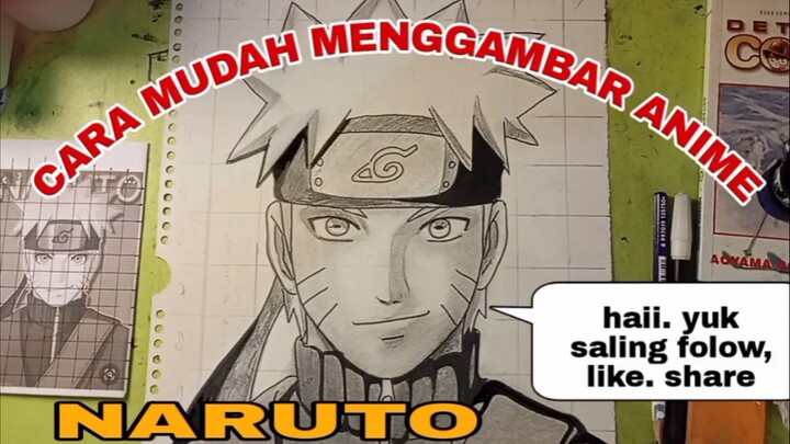 cara mudah menggambar anime Naruto