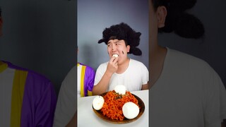 Fire noodles wrap, Chicken, Sausage Funny ASMR MUKBANG #shrots