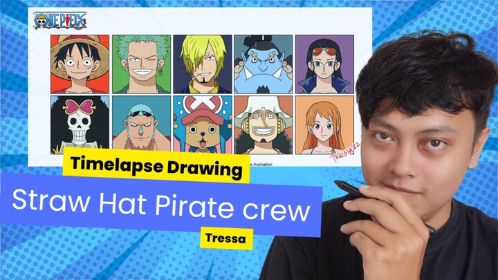 Timelapse drawing Straw Hat Pirate Crew (One Piece)