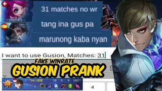 GUSION PRANK PART 2 | FAKE WINRATE | NO DEATH | MLBB 🇵🇭