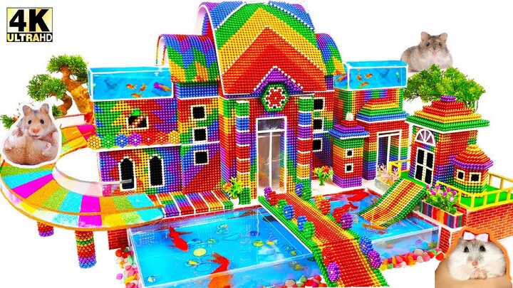 ASMR Linda casa para mascotas ❤ Construye una casa de arcoíris con toboganes de agua y piscina P2