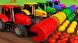 Harvesting Fruits and Vegetables with Tractors Learn Colors for Kid