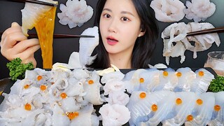 [ONHWA] Flatfish sashimi + sea cucumber intestine chewing sound! Bone-in sashimi