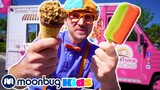 BLIPPI Explores an Ice Cream Truck | Nursery Rhymes & Kids Songs | Moonbug Kids Play and Learn