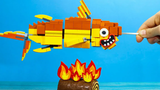 การสร้าง LEGO Fish วิธีทำปลาย่าง IRL - Lego Stop Motion & ASMR Cooking Sounds