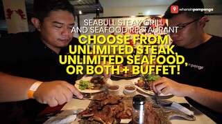 Choose from unlimited steak, unlimited seafood, or both, plus buffet.