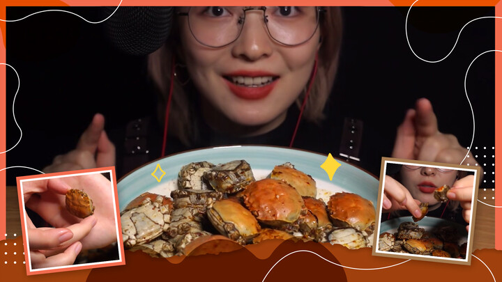 [chewing] Earphone benefits~ Chew spicy crab! The Crab Roe! Yummy!