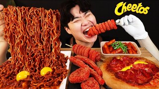 ASMR MUKBANG 떡볶이 & 핫도그 & 치즈 피자 & 짜파게티 FIRE Noodle & HOT DOG & CHEESE PIZZA EATING SOUND!