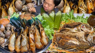 กุ้งเผาทะเลเผาVSปลากะพงทอดน้ำปลา ร้านเจ๊เดือนทะเลเดือด300สาขา