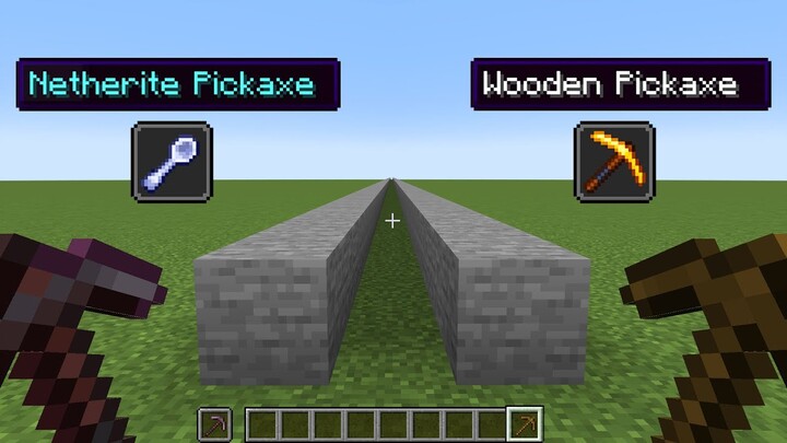 netherite pickaxe + mining fatigue vs wooden pickaxe + haste