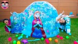 หนูยิ้มหนูแย้ม | เล่นอุโมงค์น้ำแข็งเอลซ่า YimYam Pretend Play with Frozen Princess Inflatable Igloo