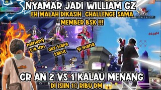 DIKASIH CHALLENGE SAMA MEMBER BSK !! CR AN 2 VS 1 KALAU MENANG DAPAT 10 RIBU DM😱#freefire #dejetff