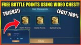 NEW TRICKS TO GET INSTANT BP USING VIDEO CHEST!! | MOBILE LEGENDS 2021