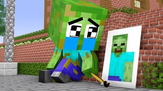 Monster School รูปภาพของ Baby Zombie เกี่ยวกับ One-armed Father - So Sad Story - Minecraft Animation