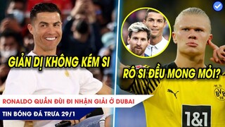 TIN BÓNG ĐÁ TRƯA 29/1: Ronaldo quần đùi nhận giải ở Dubai, Haaland nói điều CR7, Messi đều khao khát