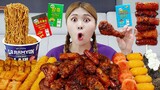 MUKBANG BBQ 신메뉴 자메이카 소떡만나 치킨 먹방! Korean Spicy chicken Eating show | HIU 하이유