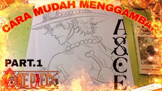 cara yg sangat mudah menggambar ACE dari anime ONE PIECE part.1 sketsa    ,sat set selesai bro