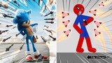 Sonic vs Stickman | Stickman Dismounting Highlight and Funny Moments #80