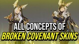 All Concepts of Broken Covenant Skins | MF | Riven | Xayah | Rakan | Cho'gath | League of Legends
