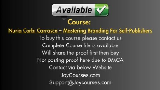 (JOYCOURSES•COM) Nuria Corbi Carrasco – Mastering Branding For Self-Publishers