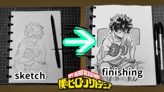 menggambar midoriya izuku dengan simpel