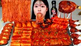 ASMR MUKBANG| 직접 만든 불닭 버섯 양념치킨 김밥 먹방 & 레시피 FRIED CHICKEN AND Tteokbokki EATING