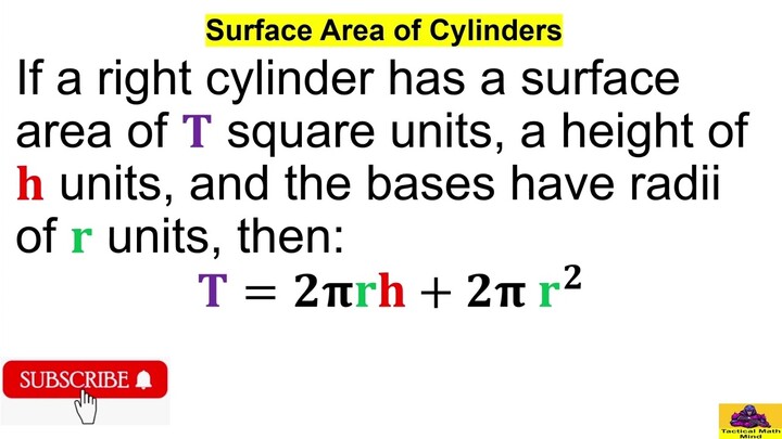 Lateral Area, Surface Area, and Volume of Cylinders | Math Tutorials