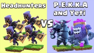 Every Level P.E.K.K.A and Yeti VS Every Level Headhunter | Clash of Clans