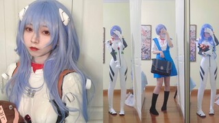 "Ayanami Rei cos" school uniform with long hair