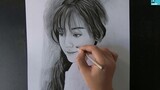 Vẽ chân dung thiếu nữ thanh xuân Địch Lệ Nhiệt Ba 迪丽热巴 bằng bút chì -JNB Lover
