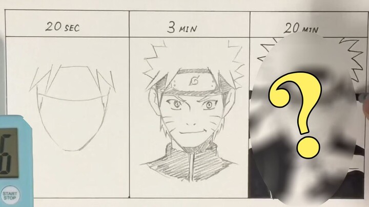 Sketsa Naruto dalam 20 detik, 3 menit, dan 20 menit | KTB_art 