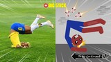8 Min Real Football vs Stickman | Stickman Dismounting funny moments | Best Falls #6