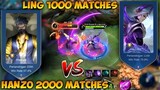 Ling 1000 Matches Vs Hanzo 2000 Matches | Ling Gameplay - Mobile Legends