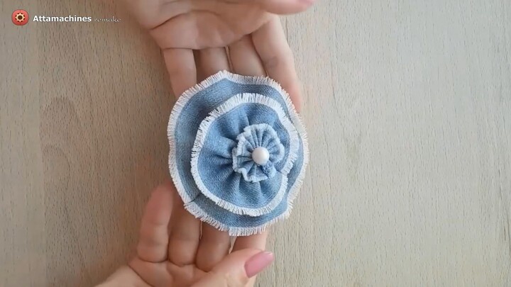 Simple flower made from pieces of old jeans