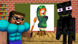 Monster School : DRAWING CHALLENGE 7 - Minecraft Animation